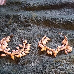 Chic Beaded Hoop Earrings in Cream